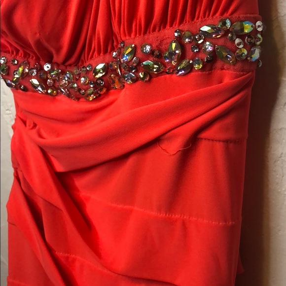 City Triangles Orange One Shoulder Dance Dress - Picture 5 of 8